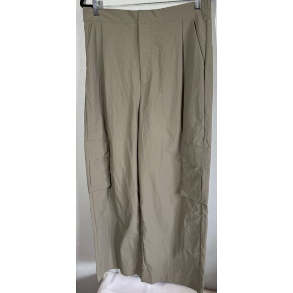 WILO The Label Grey Wide Leg Cargo Pants Large Anthropologie Parachute Nylon Pan - Picture 2 of 16